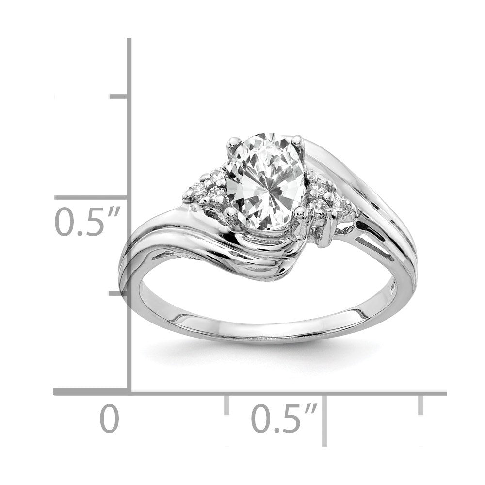 14k White Gold 7x5mm Oval Cubic Zirconia VS Real Diamond ring