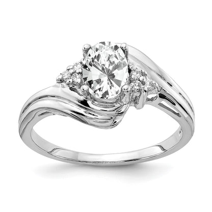 14k White Gold 7x5mm Oval Cubic Zirconia VS Real Diamond ring