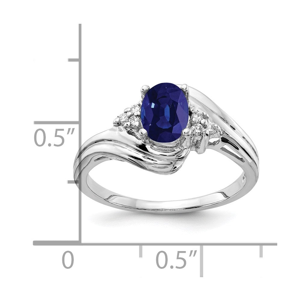 14k White Gold 7x5mm Oval Sapphire AAA Real Diamond ring