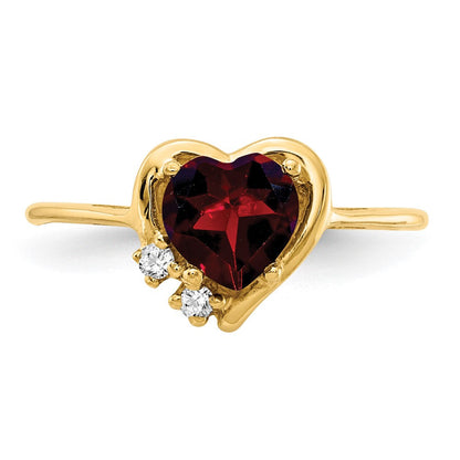 14k Yellow Gold 6mm Heart Garnet AAA Diamond ring