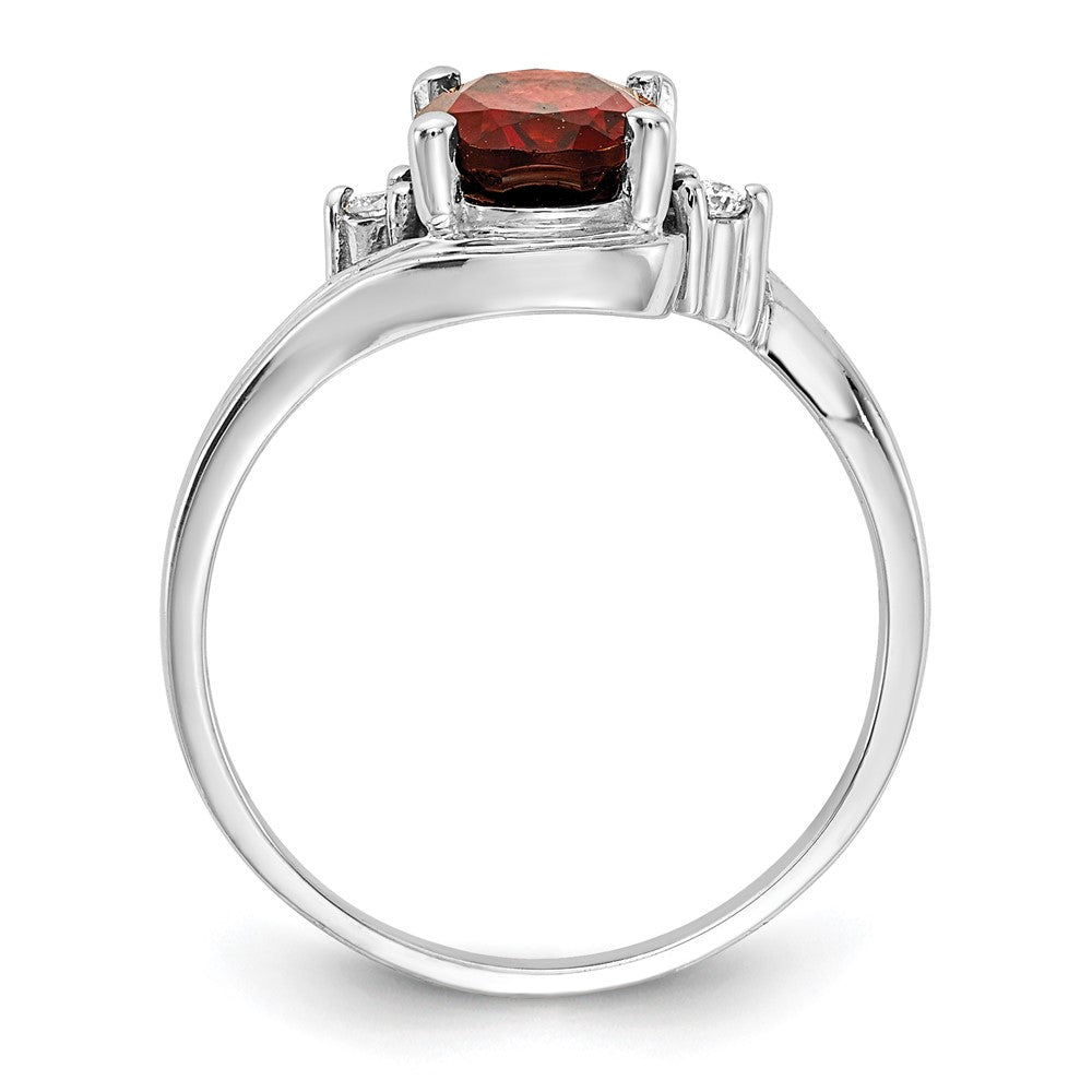 14K White Gold 8X6mm Oval Garnet Aa Diamond Ring