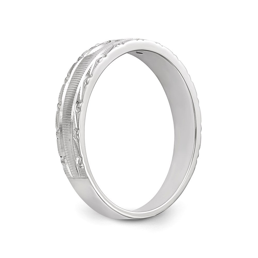 14K White Gold Aa Quality .03 Carat Diamond Trio Ladies Complete Wedding Band