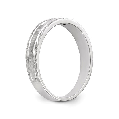 14K White Gold Aa Quality .03 Carat Diamond Trio Ladies Complete Wedding Band