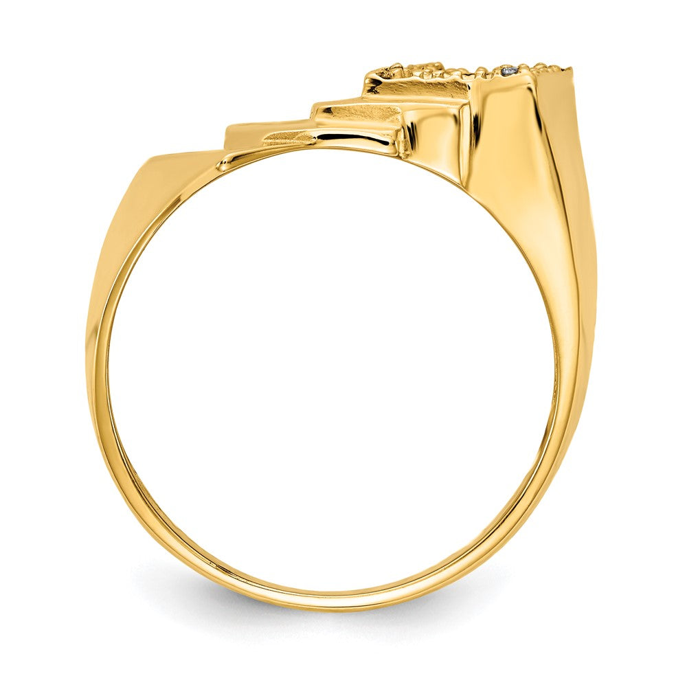 14K Yellow Gold AAA Diamond men's ring