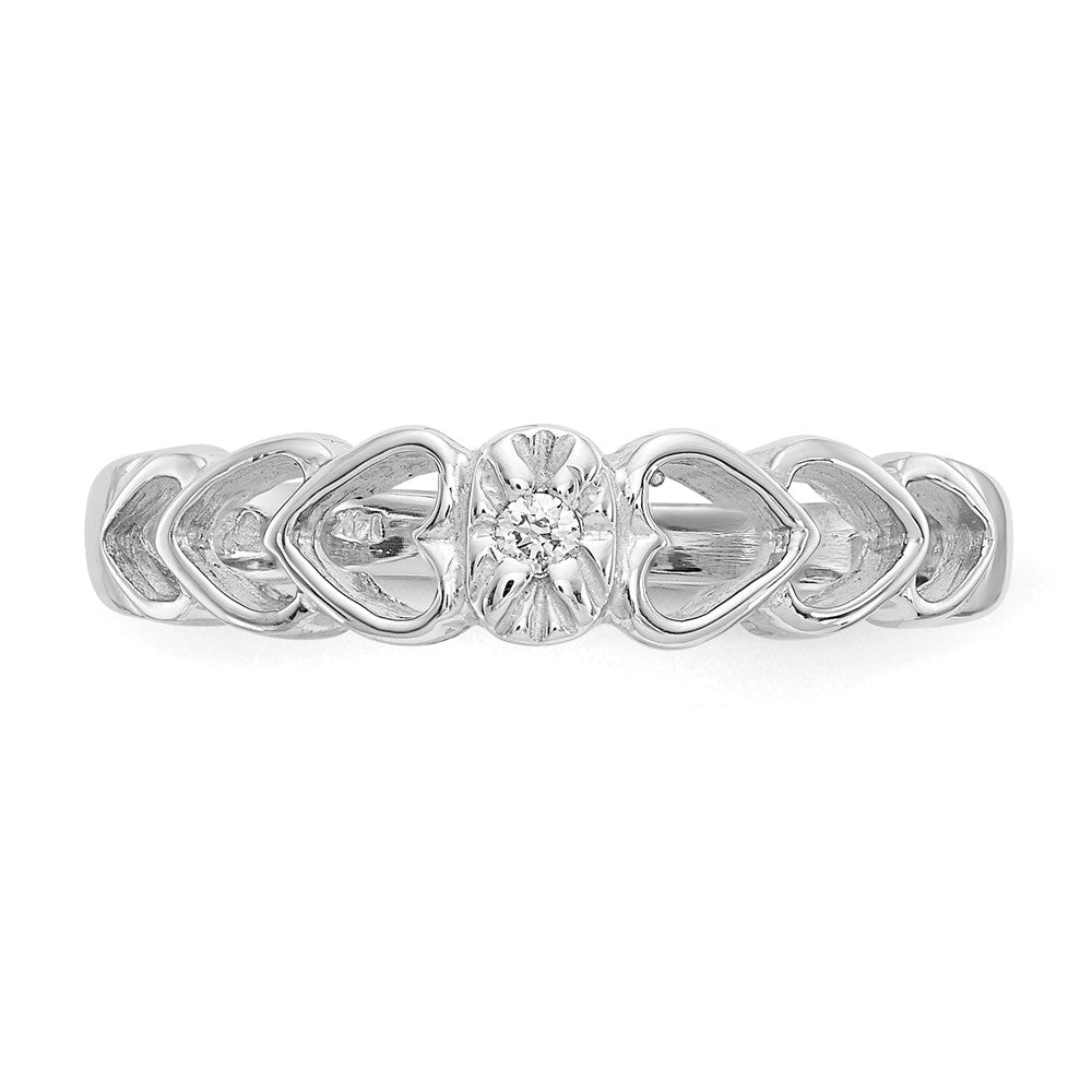 14k White Gold AAA Real Diamond heart ring