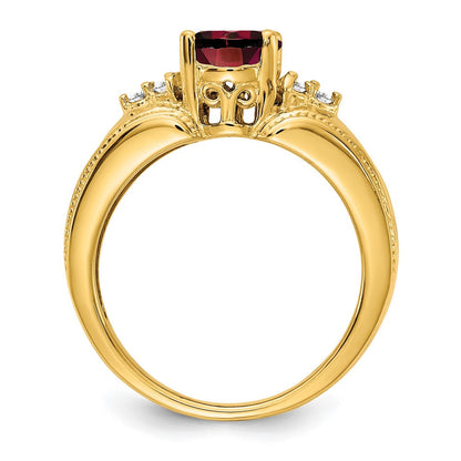 14k Yellow Gold 8x6mm Oval Garnet AA Diamond ring