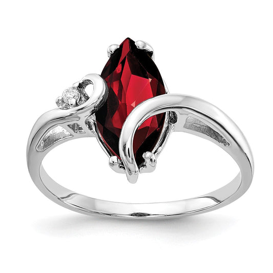 14k White Gold 12x6mm Marquise Garnet VS Diamond ring