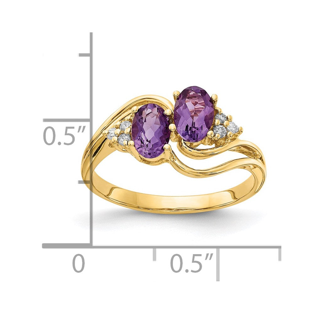 14k Yellow Gold 6x4mm Oval Amethyst AA Diamond ring