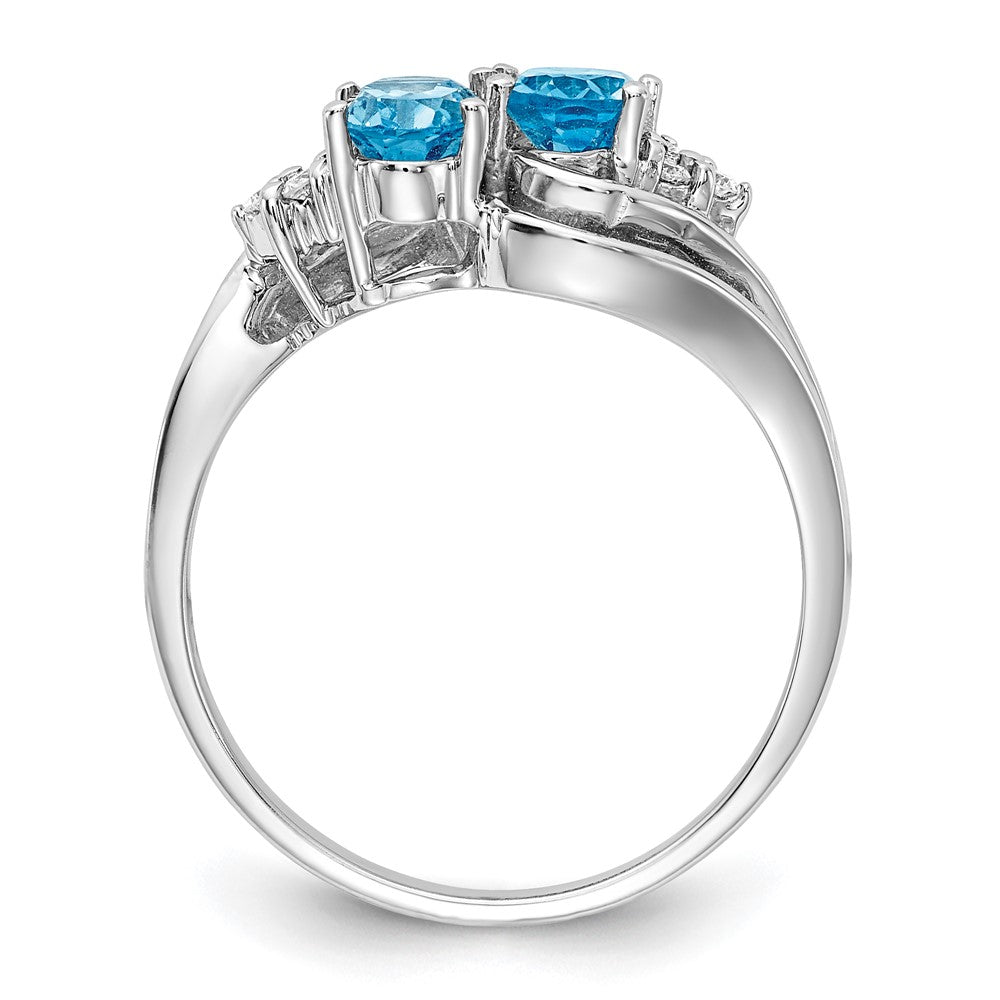 14k White Gold 6x4mm Oval Blue Topaz VS Diamond ring