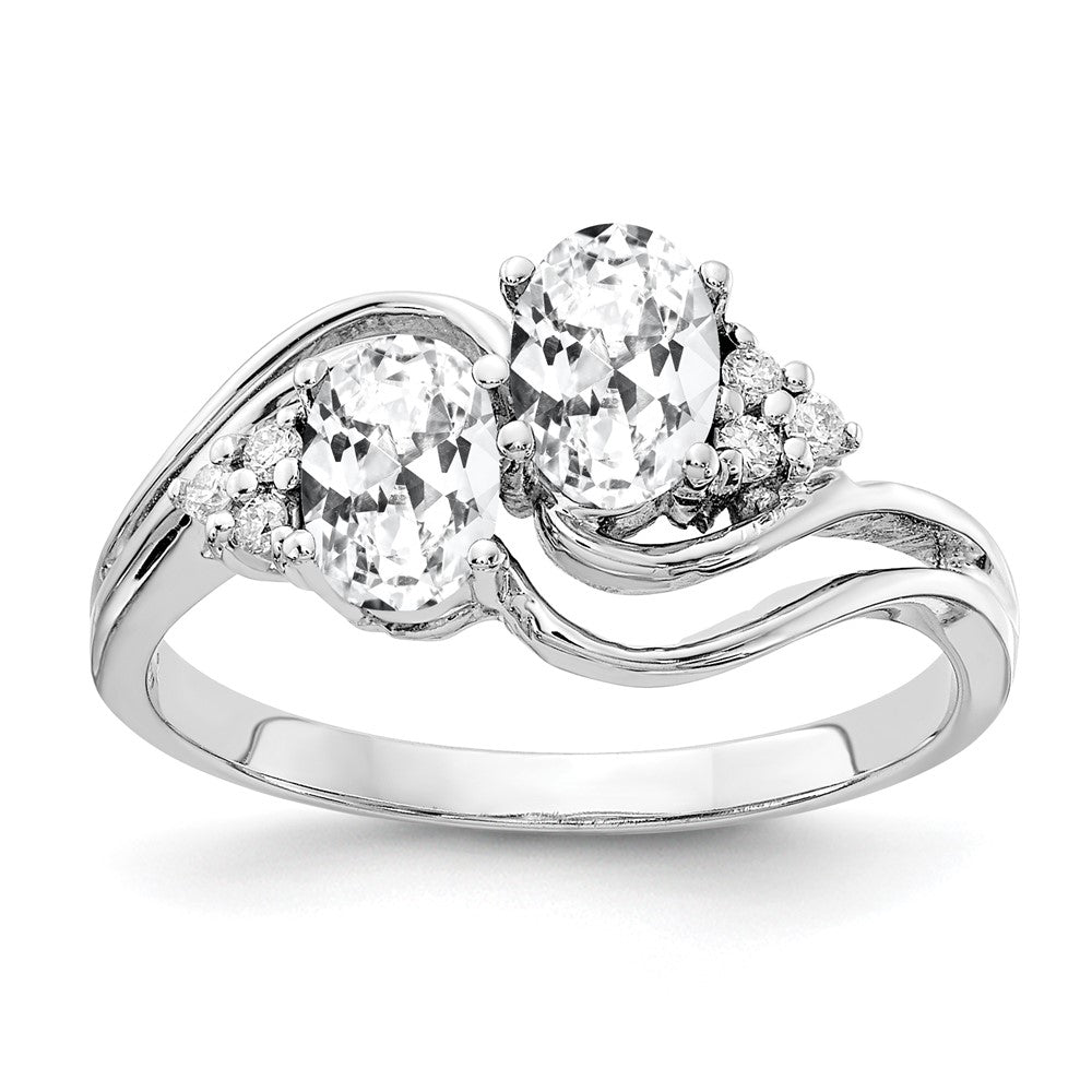 14k White Gold 6x4mm Oval Cubic Zirconia VS Diamond ring