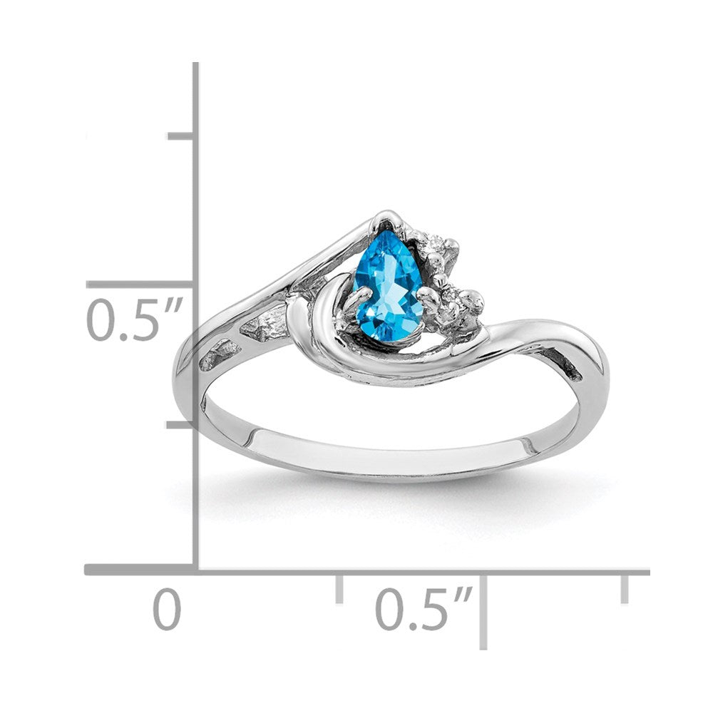 14k White Gold 5x3mm Pear Blue Topaz VS Diamond ring