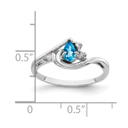 14k White Gold 5x3mm Pear Blue Topaz VS Diamond ring
