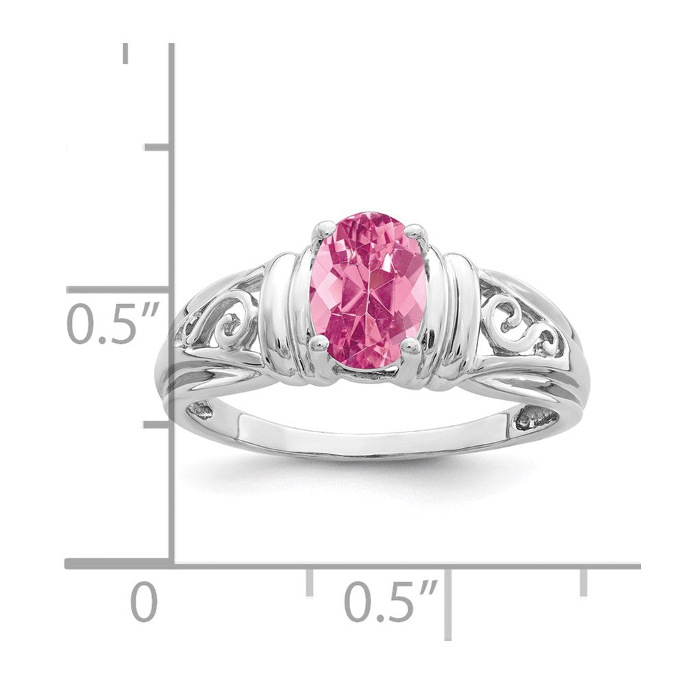 14k White Gold 7x5mm Oval Pink Tourmaline ring