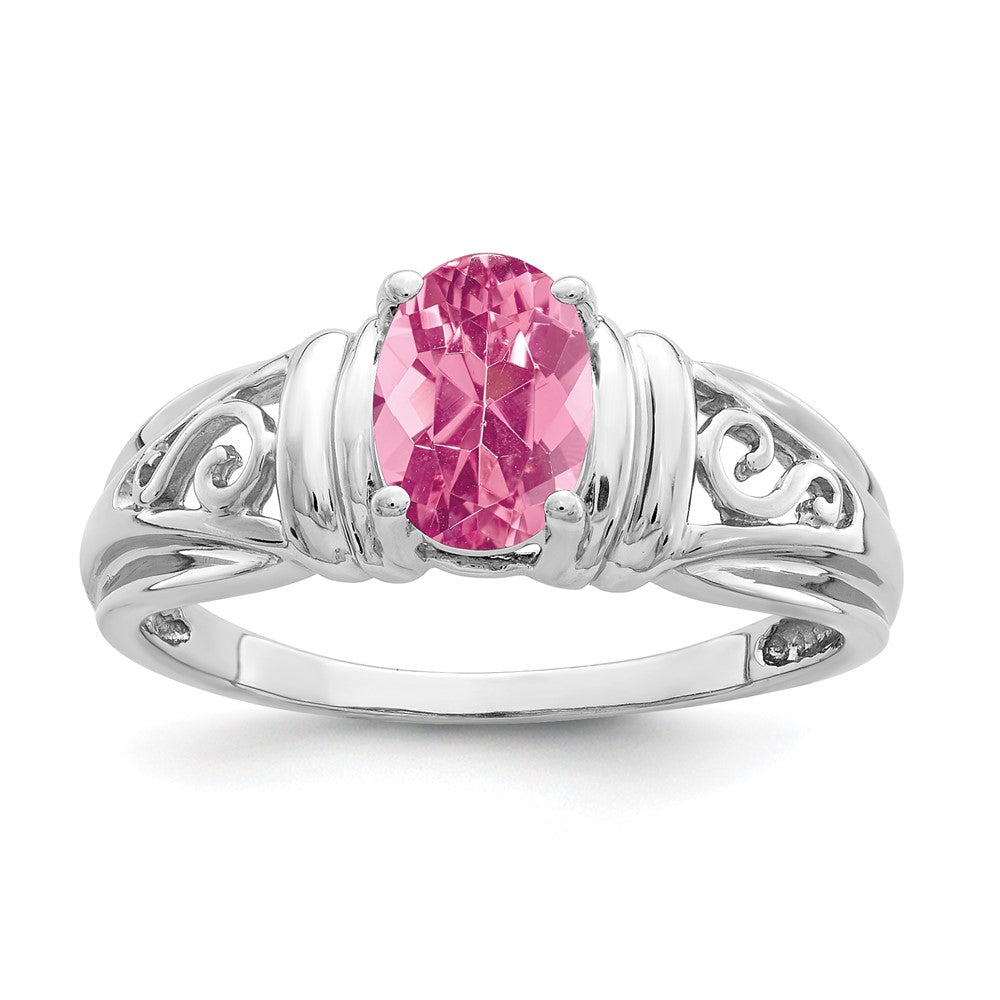14k White Gold 7x5mm Oval Pink Tourmaline ring