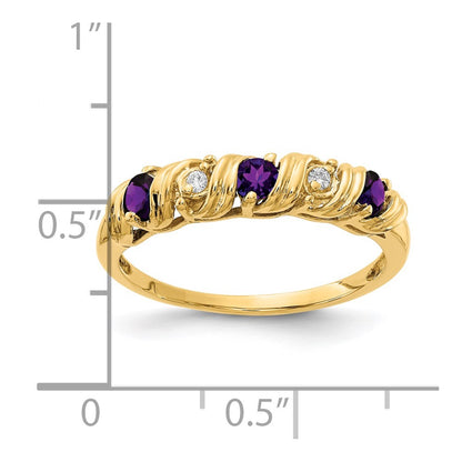 14K Yellow Gold 2.75mm Amethyst A Diamond Ring