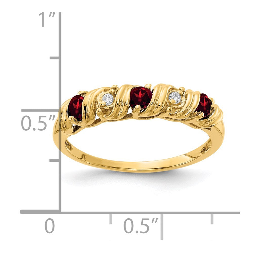 14K Yellow Gold 2.75mm Garnet Aaa Diamond Ring