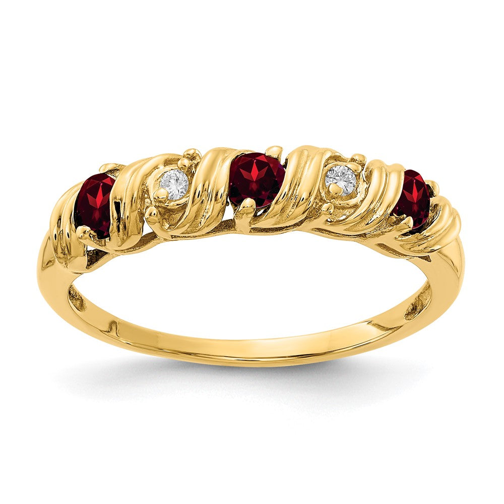 14K Yellow Gold 2.75mm Garnet Aaa Diamond Ring