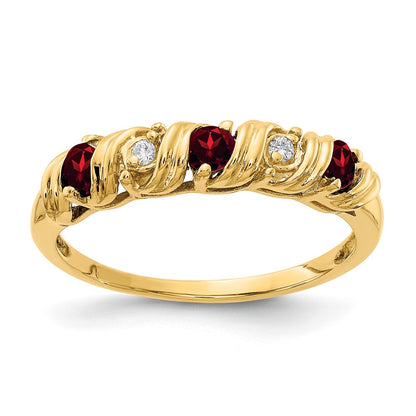 14K Yellow Gold 2.75mm Garnet Aaa Diamond Ring