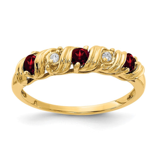 14K Yellow Gold 2.75mm Garnet Aaa Diamond Ring