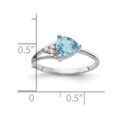 14k White Gold 6mm Blue Topaz VS Diamond ring