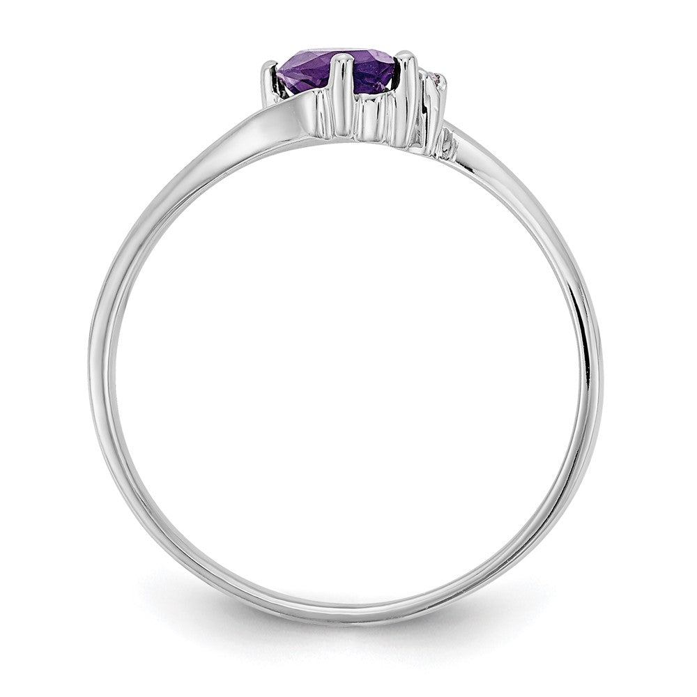 14K White Gold 7X3.5mm Marquise Amethyst Aa Diamond Ring