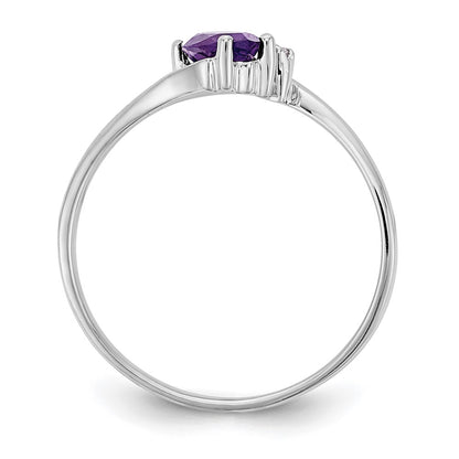 14K White Gold 7X3.5mm Marquise Amethyst Aa Diamond Ring