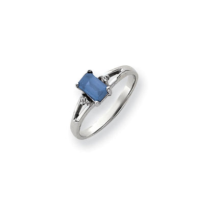 14k White Gold 6x4mm Emerald Cut Tsavorite AAA Diamond ring
