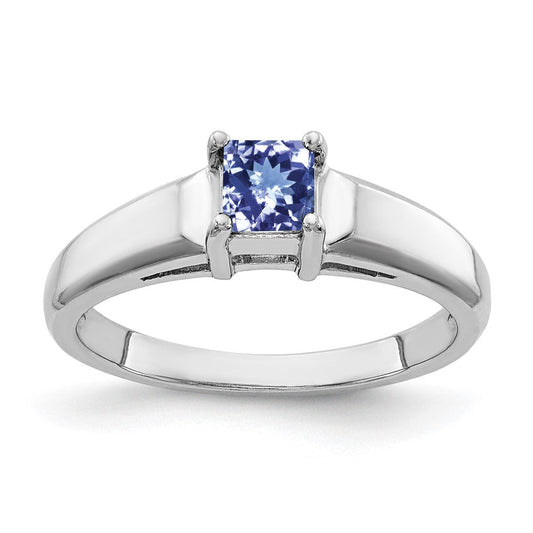 14k White Gold 4mm Princess Cut Tanzanite ring