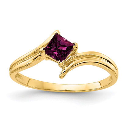 14k Yellow Gold 4mm Princess Cut Rhodolite Garnet ring