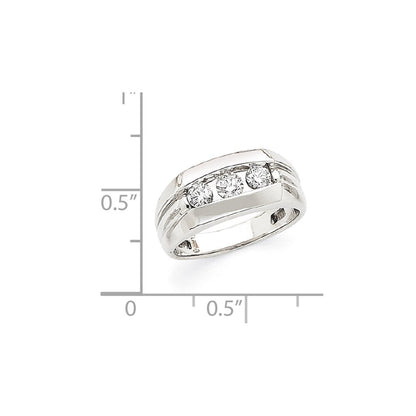 14k White Gold AA Real Diamond Men's Band