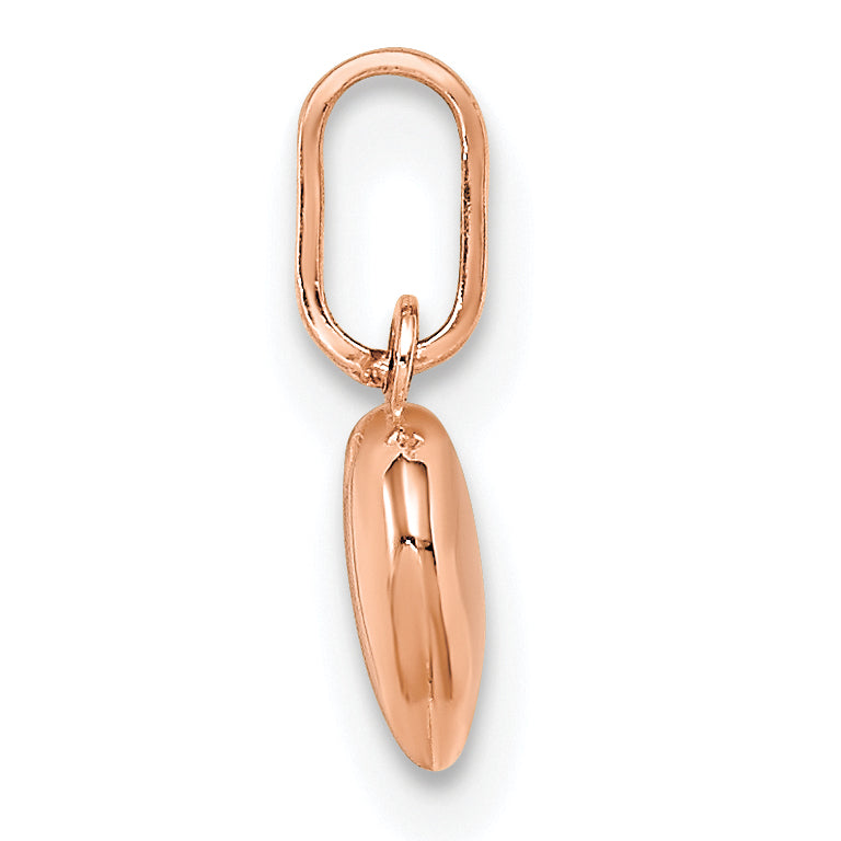 14k Rose Gold 14K Rose Gold Polished 3-D Heart Charm
