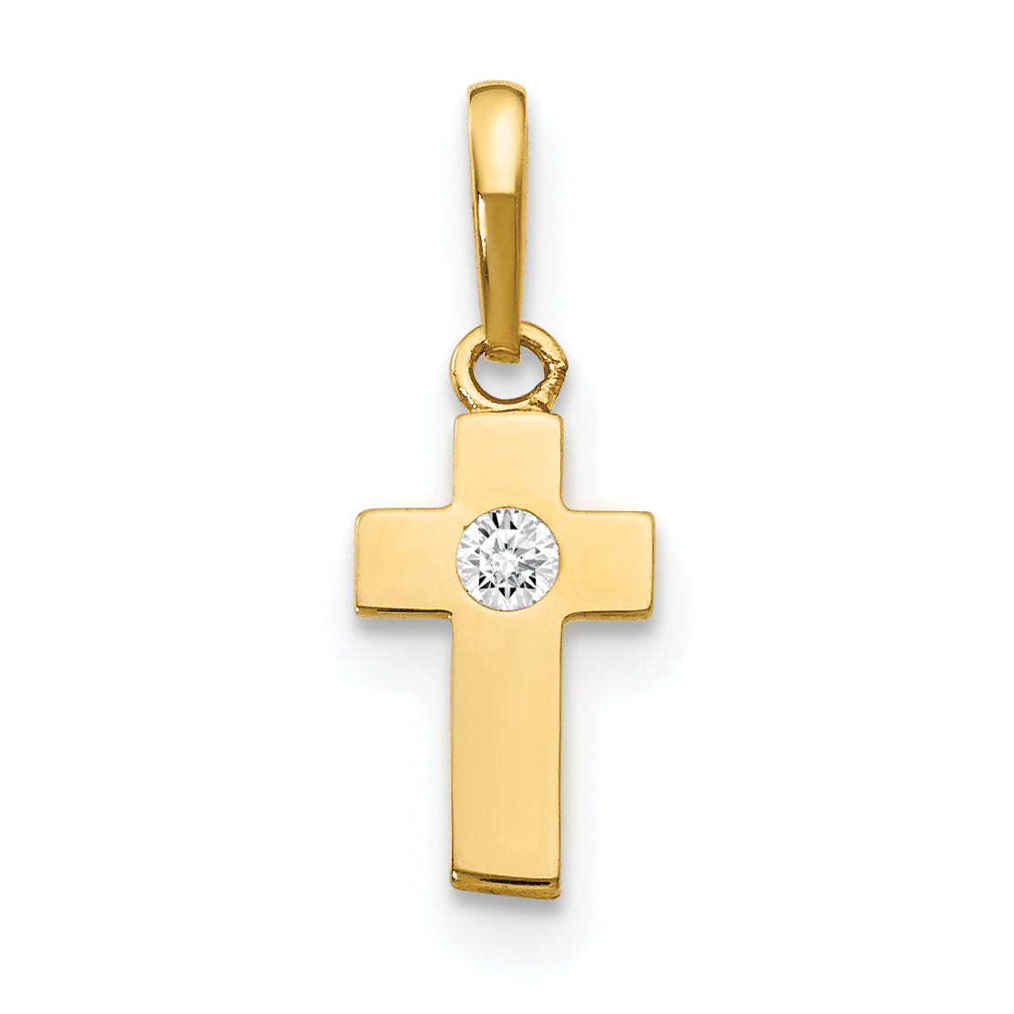14K Yellow Gold Cz Children'S Cross Pendant