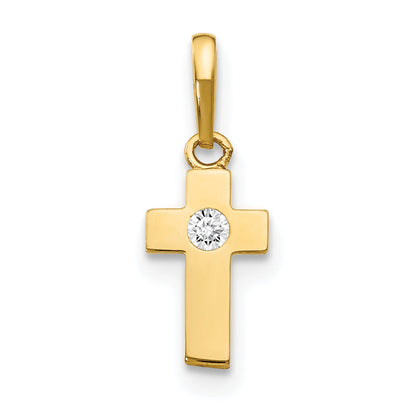 14K Yellow Gold Cz Children'S Cross Pendant
