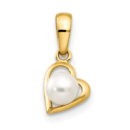 14k Yellow Gold 14k FW Cultured Pearl Children's Heart Pendant