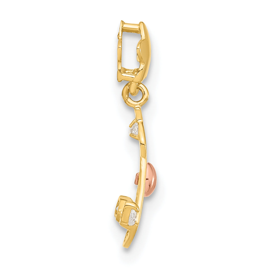 14k Two-tone 14k Yellow and Rose Gold CZ Children's Rocking Horse Pendant
