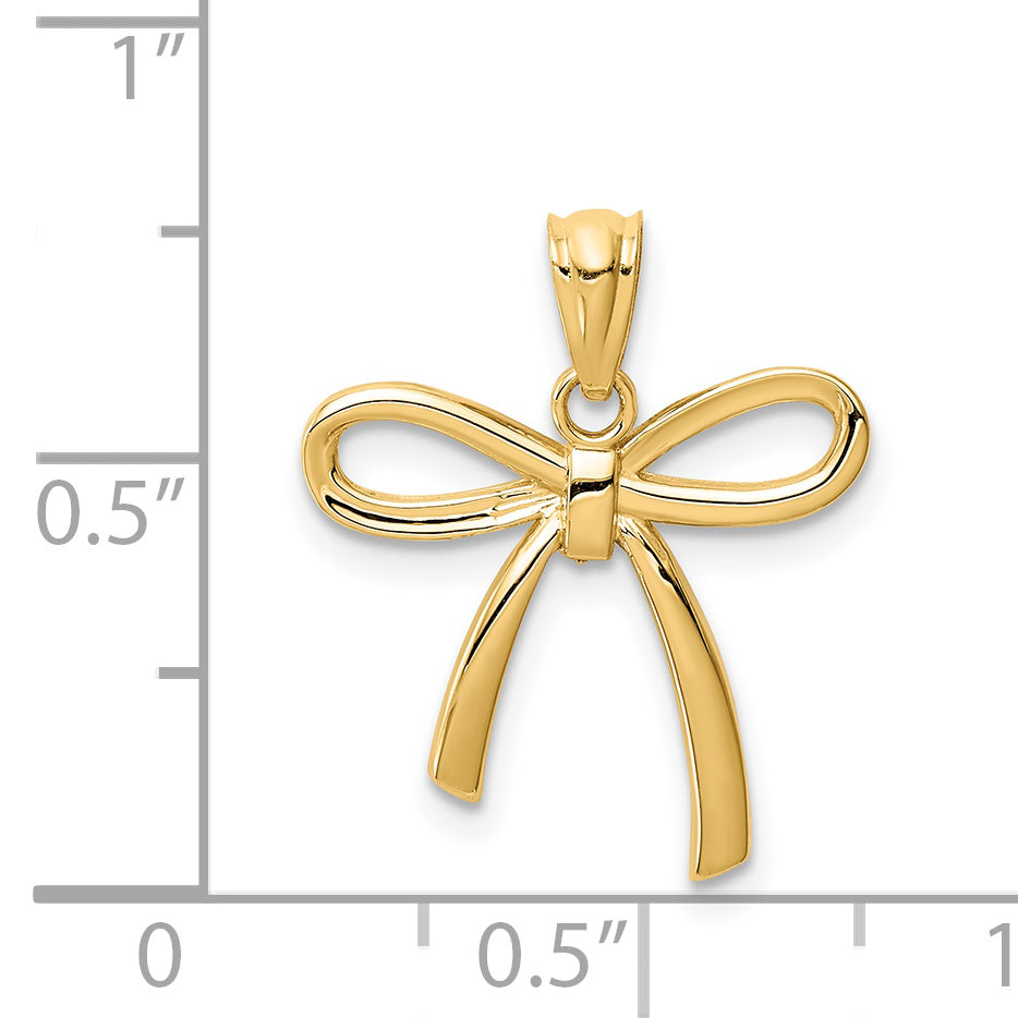14k Yellow Gold 14k Gold Polished Small Ribbon Bow Pendant
