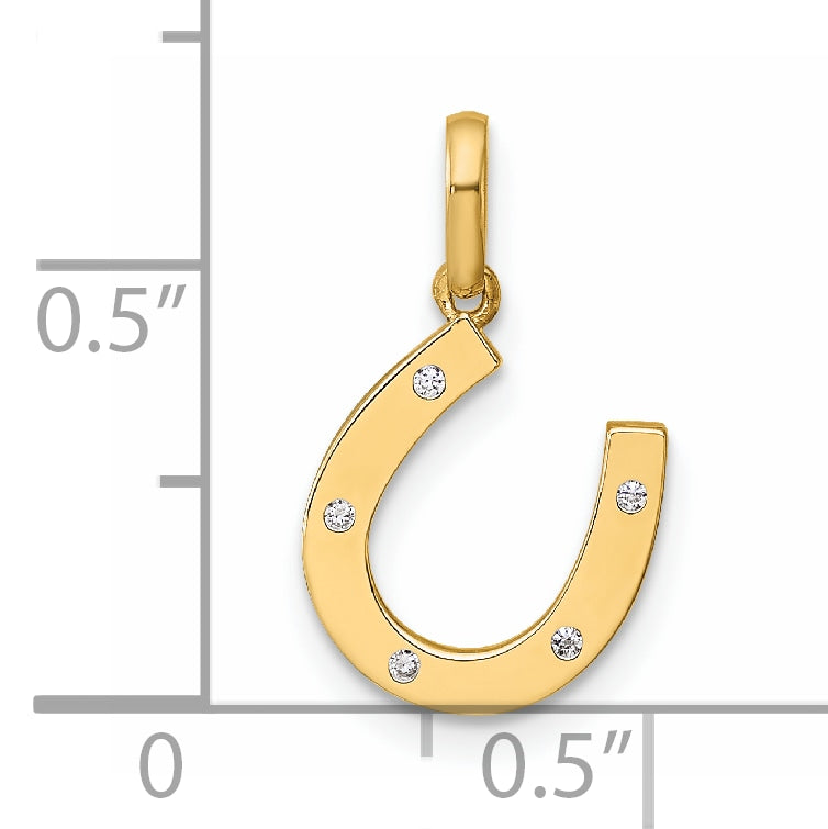 14k Yellow Gold 14k Childrens CZ Horseshoe Pendant