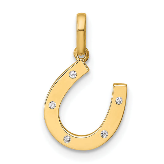 14k Yellow Gold 14k Childrens CZ Horseshoe Pendant