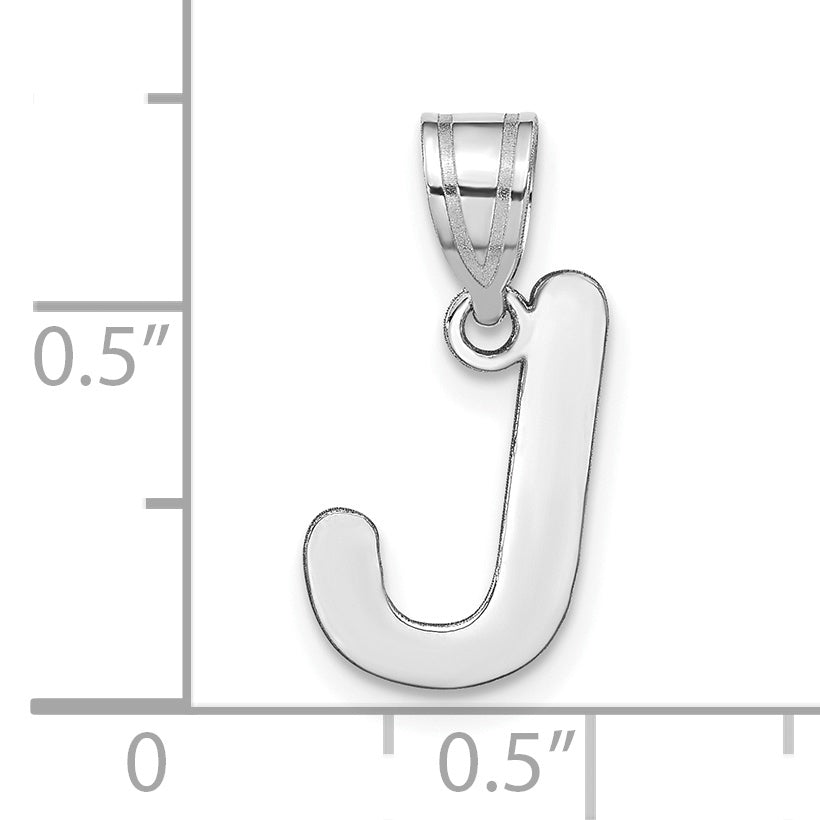 14k White Gold 14kw Polished Bubble Letter J Initial Pendant