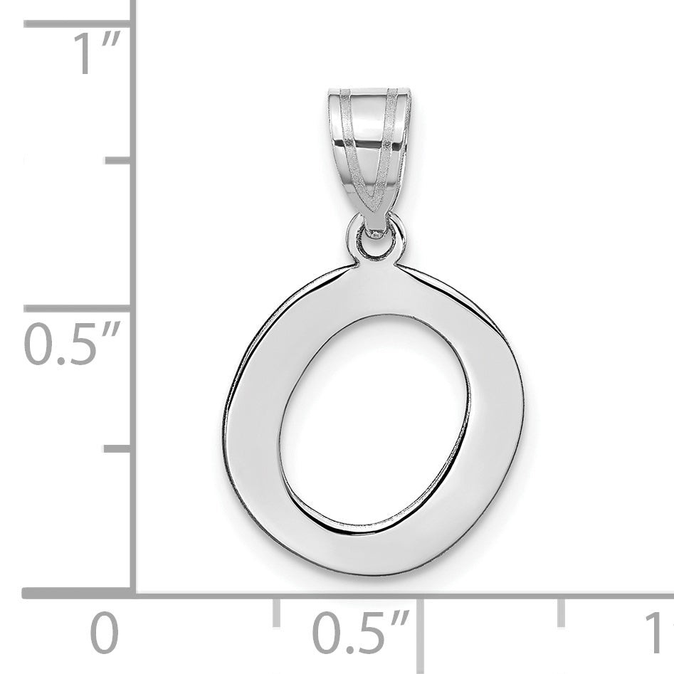 14k White Gold 14kw Polished Bubble Letter O Initial Pendant