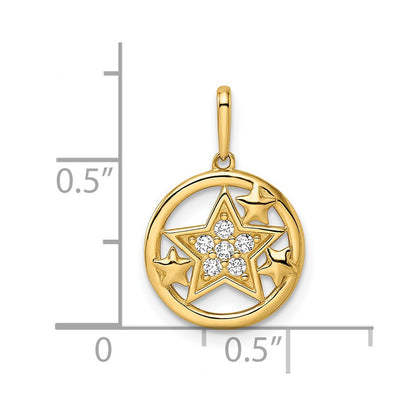 14k Yellow Gold 14k CZ Stars Circular Pendant