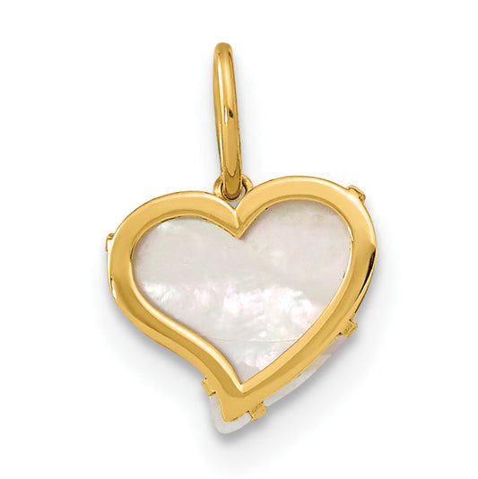 14k Yellow Gold 14K Polished Mother of Pearl Heart Pendant