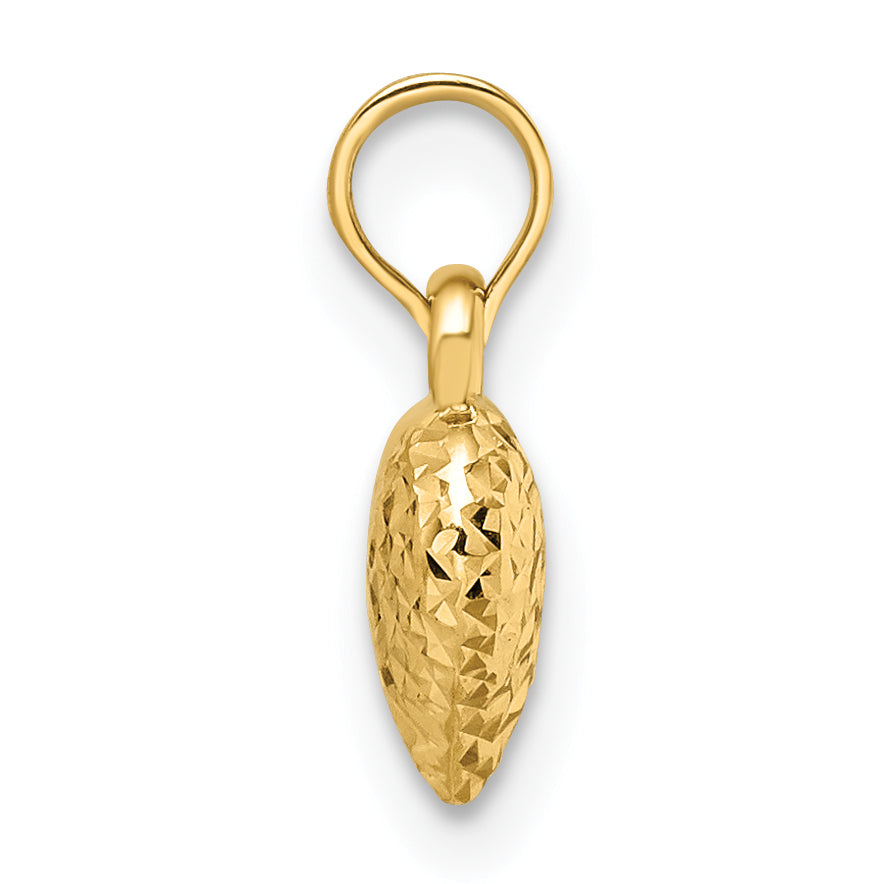 14k Yellow Gold 14k Polished Diamond-cut Small Puffed Heart Pendant