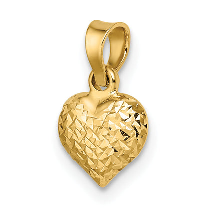 14k Yellow Gold 14k Polished Diamond-cut Small Puffed Heart Pendant