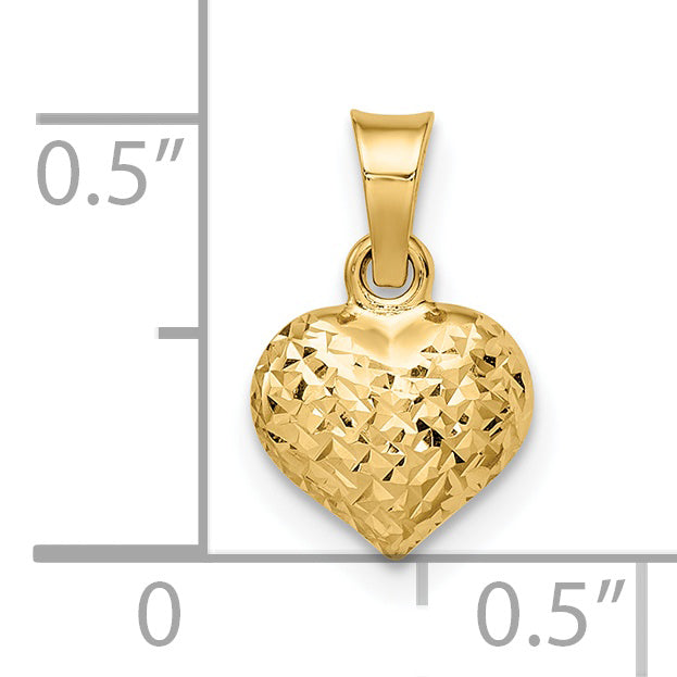 14k Yellow Gold 14k Polished Diamond-cut Small Puffed Heart Pendant