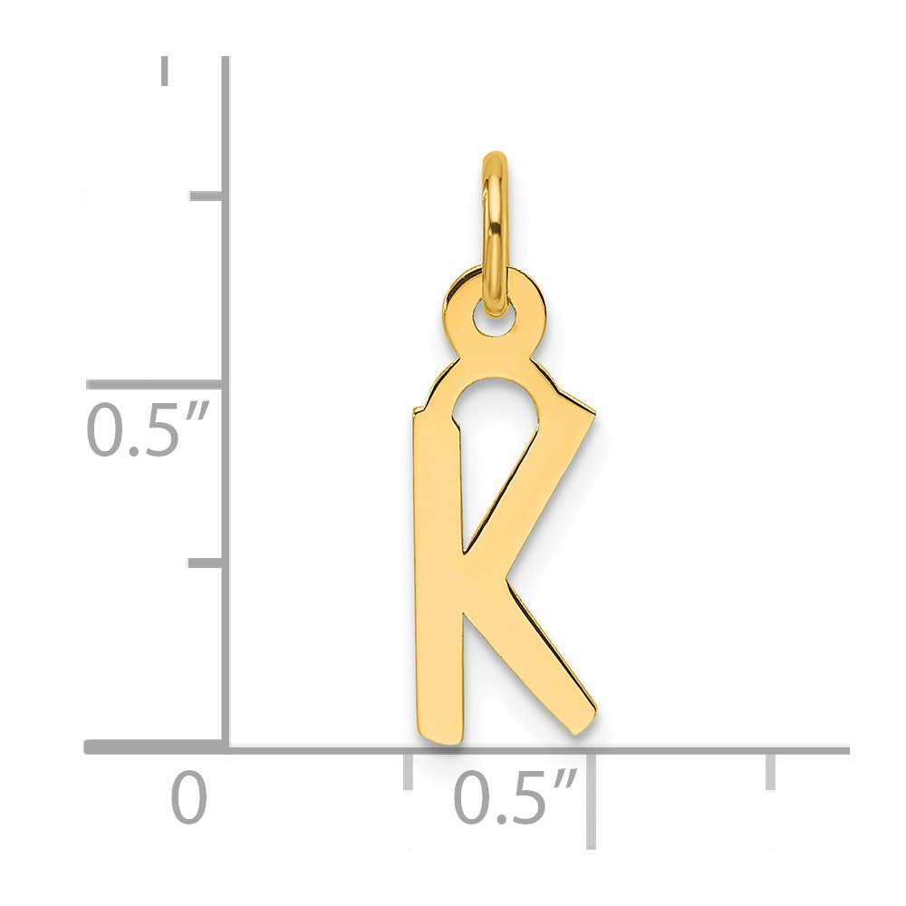 14K Yellow Gold Slanted Block Letter K Initial Charm