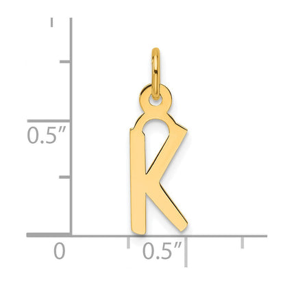 14K Yellow Gold Slanted Block Letter K Initial Charm