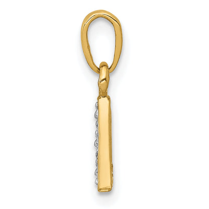 14k Yellow & Rhodium 14KY with Rhodium Diamond Letter A Initial Pendant