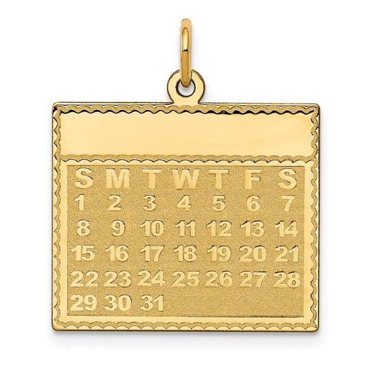 14k Yellow Gold Sunday the First Day Calendar Pendant