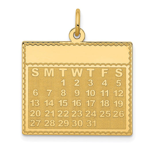 14k Yellow Gold Tuesday the First Day Calendar Pendant